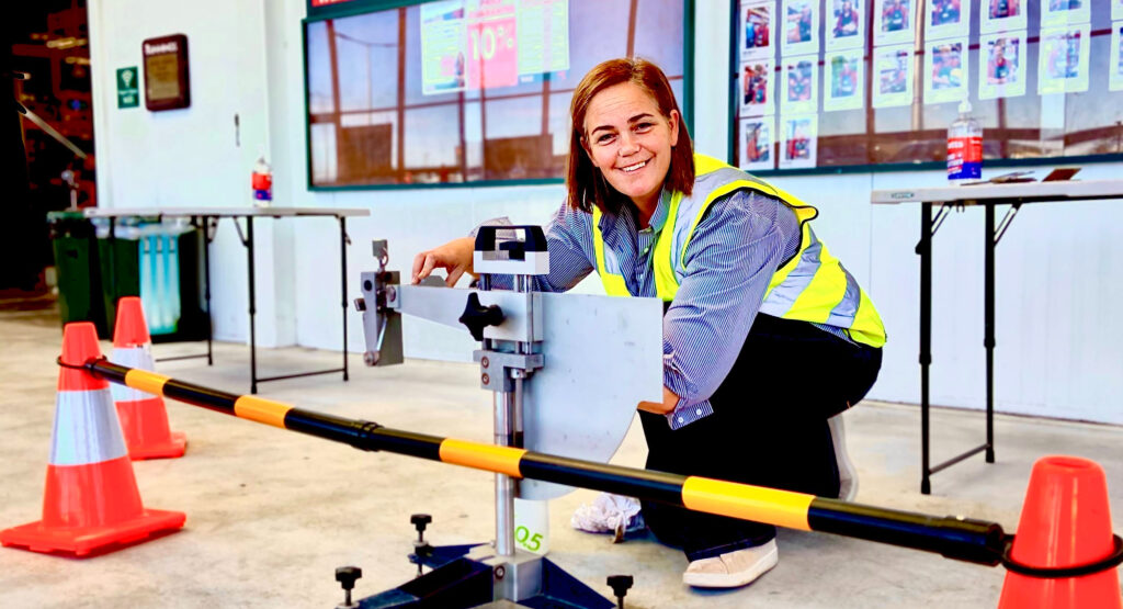 Stone Initiatives slip testing on site at Bunnings, using Pendulum instrument.