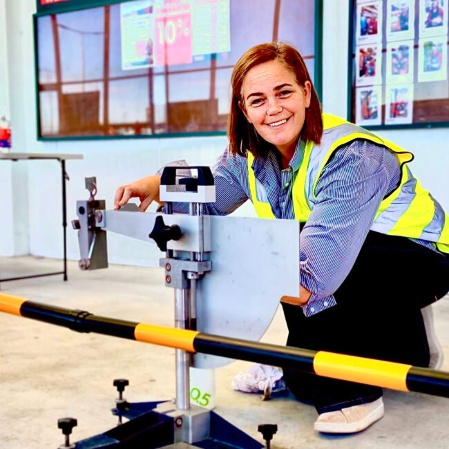 Stone Initiatives slip testing on site at Bunnings, using Pendulum instrument.