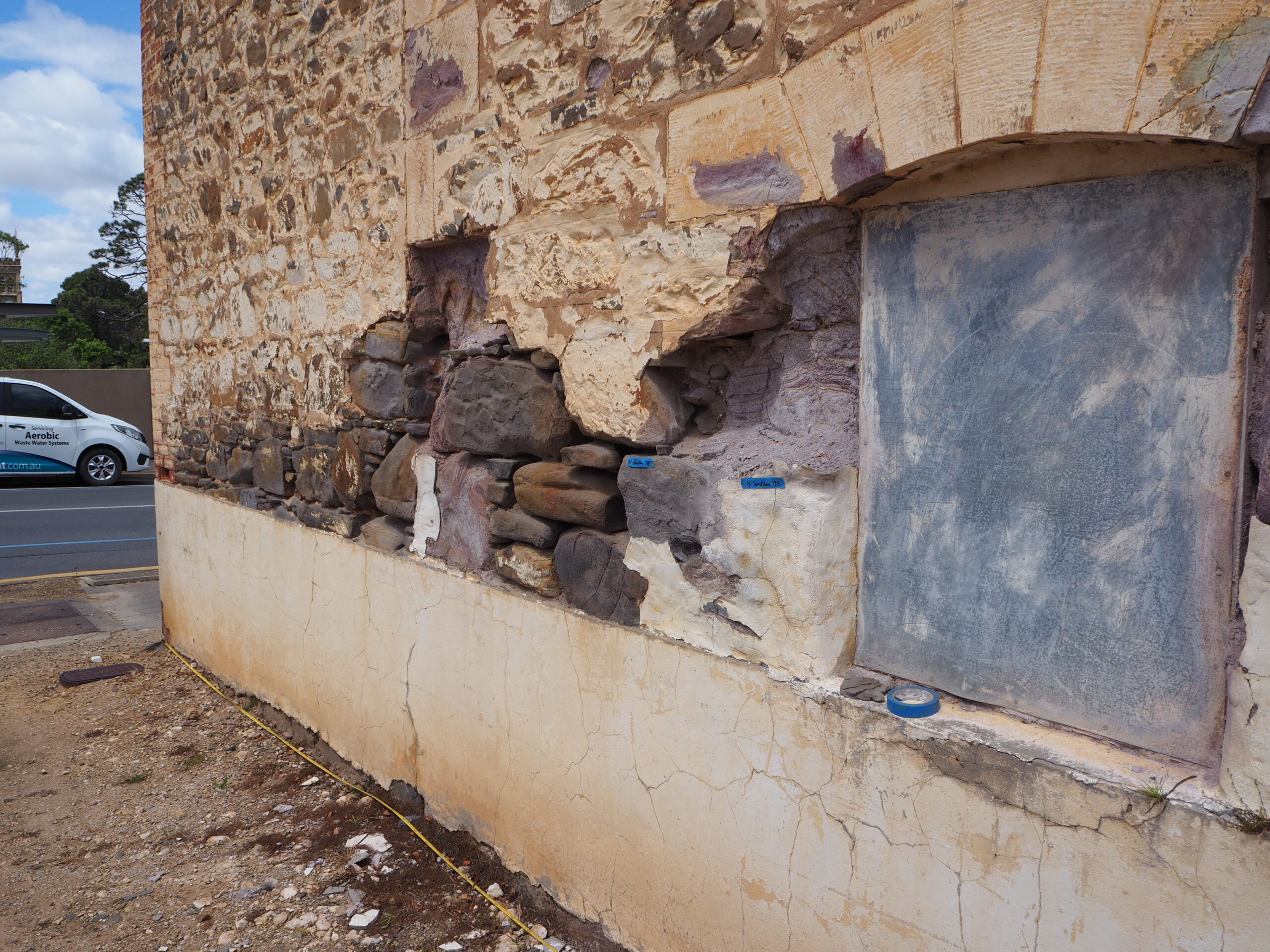 Image showing exterior of heritage building impacted by rising damp